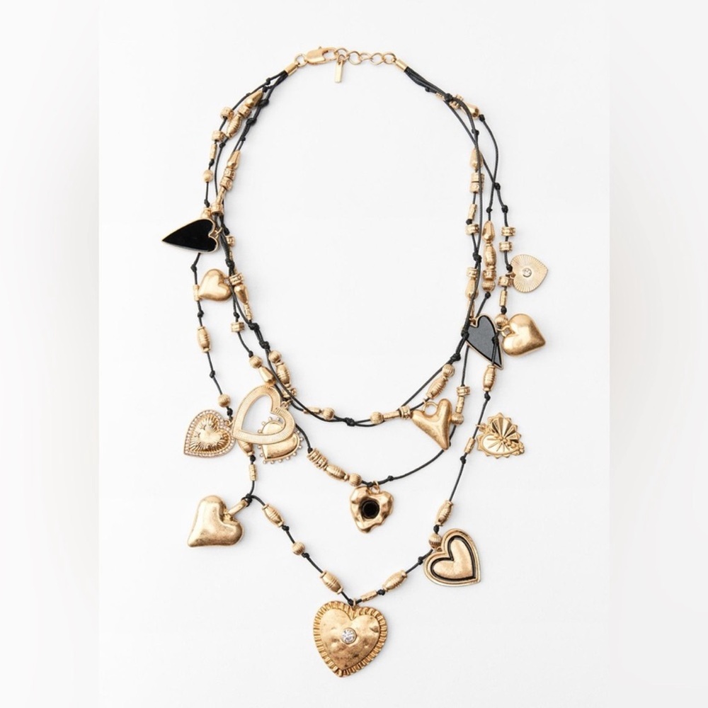 ZARA Multi-Charm Heart Necklace